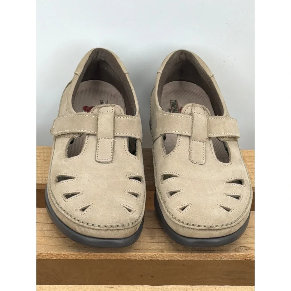 SAS Tripad Comfort Mary Jane Loafers Taupe‎ Nubuck Leather Shoes Womens 7 M USA